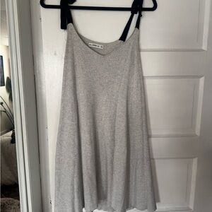 Gray Ribbed Sleeveless Dress